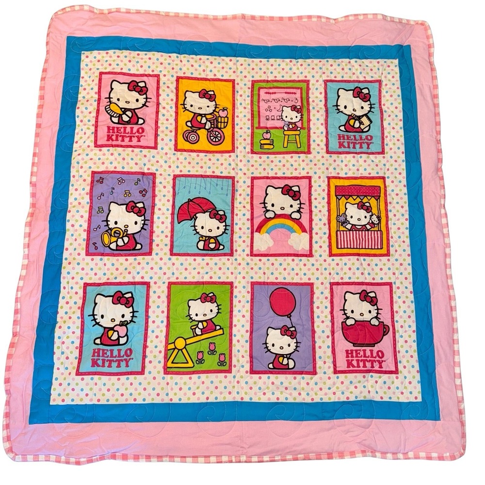 Hello Kitty‎ Quilted Blanket 41x44 Pink Crib Toddler Throw Sanrio HTF